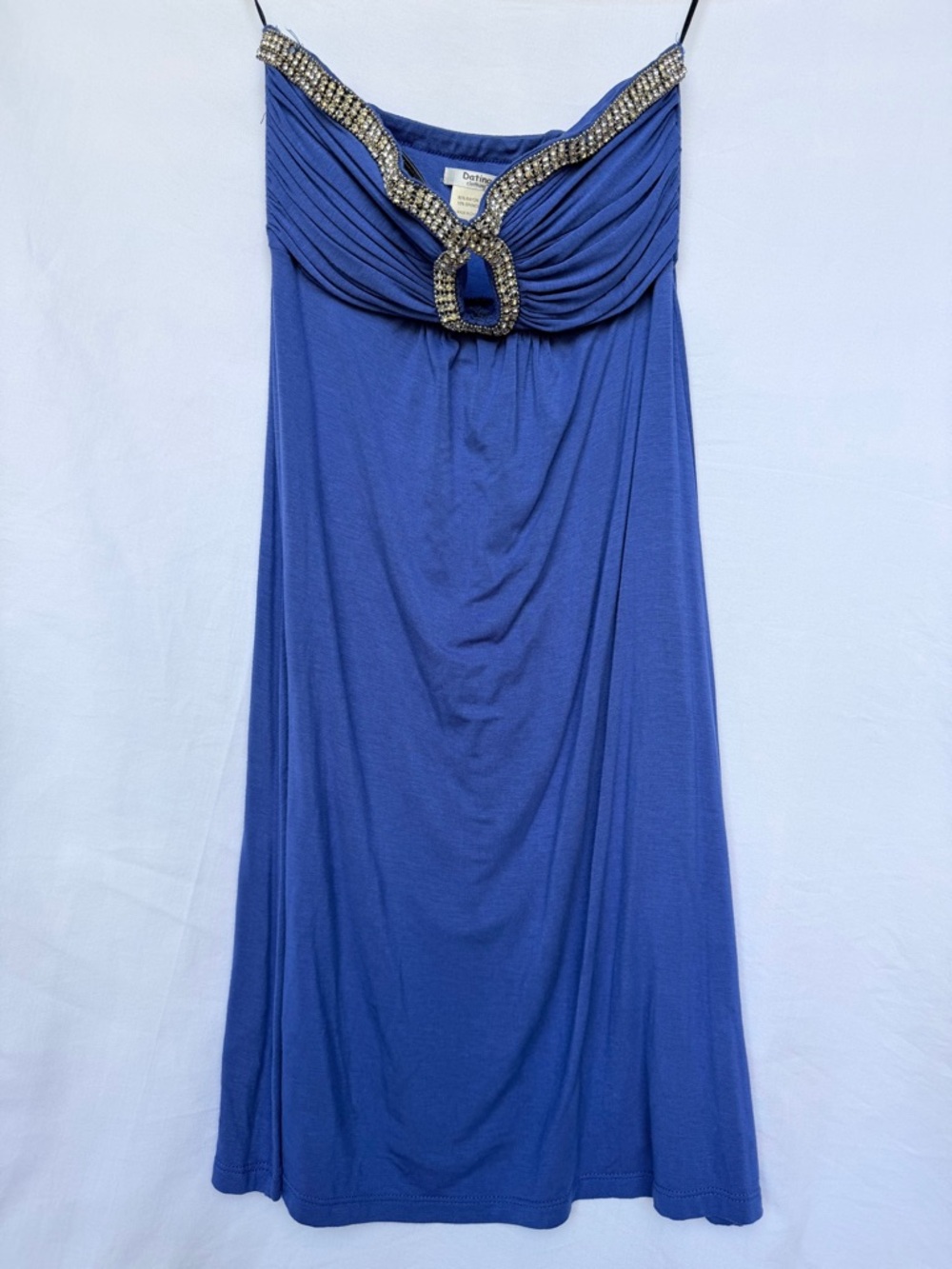 Donna Morgan Royal Blue Strapless Tunic with Jeweled Trim